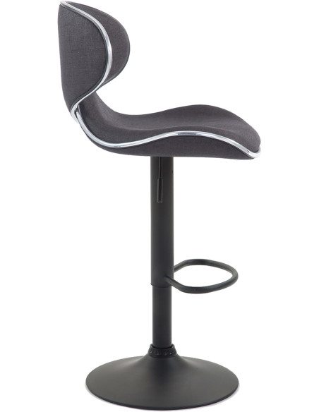 Tabouret de bar original en Tissu Gris foncé Métal Noir Liseret argenté Kryven - 3