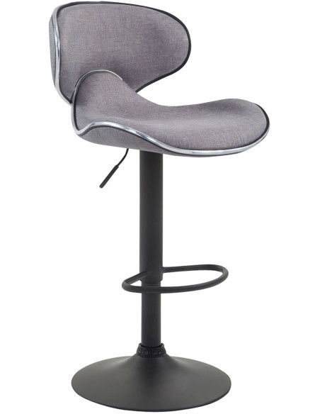 Tabouret de bar original en Tissu Gris clair Métal Noir Liseret argenté Kryven - 1