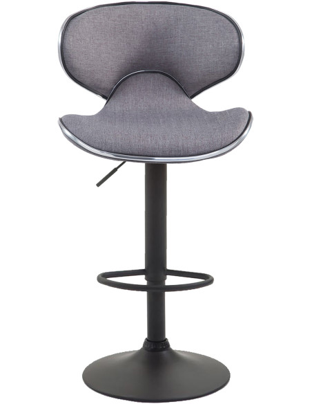 Tabouret de bar original en Tissu Gris clair Métal Noir Liseret argenté Kryven - 2
