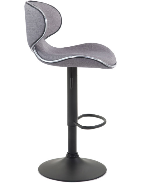 Tabouret de bar original en Tissu Gris clair Métal Noir Liseret argenté Kryven - 3