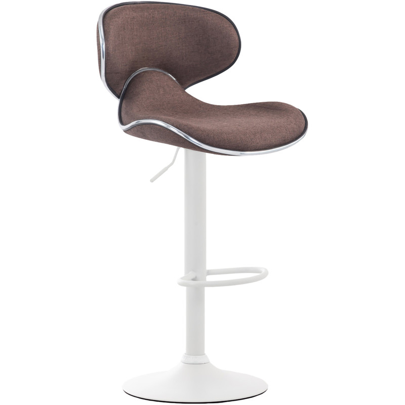 Tabouret de bar original en Tissu Marron Métal Blanc Liseret argenté Kryven - 1