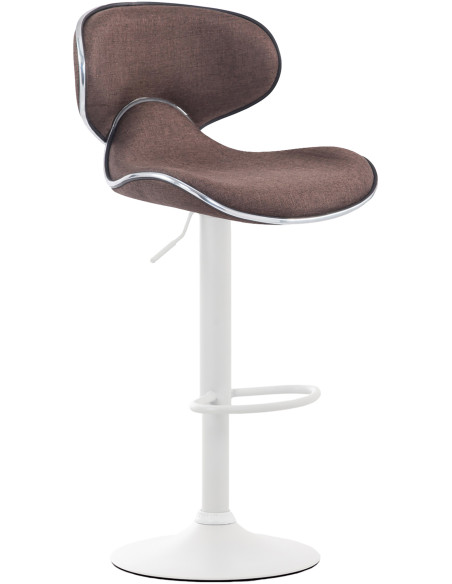 Tabouret de bar original en Tissu Marron Métal Blanc Liseret argenté Kryven - 1