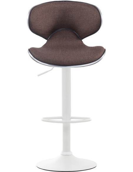 Tabouret de bar original en Tissu Marron Métal Blanc Liseret argenté Kryven - 2