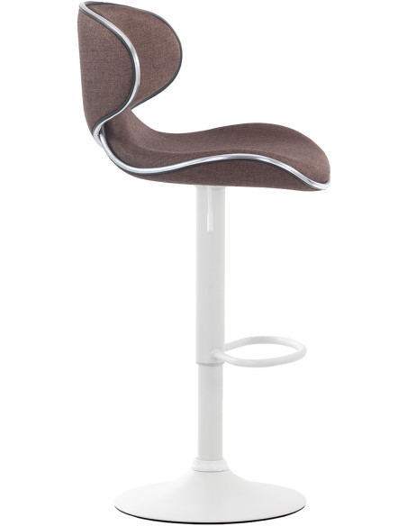 Tabouret de bar original en Tissu Marron Métal Blanc Liseret argenté Kryven - 3