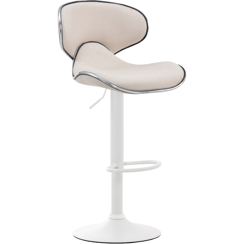 Tabouret de bar original en Tissu Blanc crème Métal Blanc Liseret argenté Kryven - 1