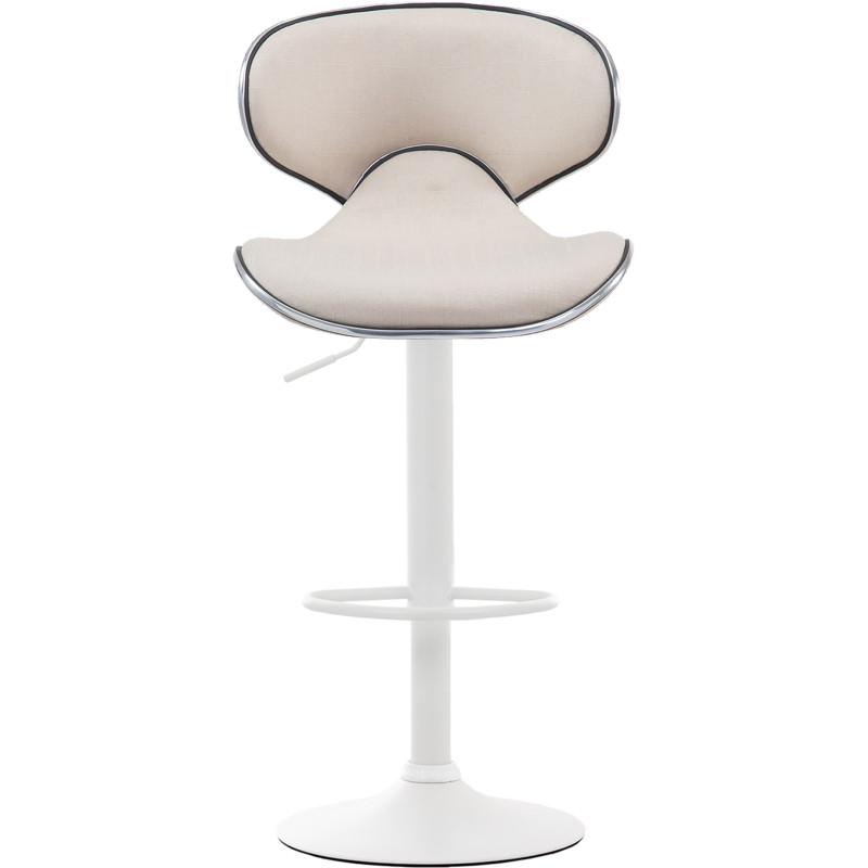 Tabouret de bar original en Tissu Blanc crème Métal Blanc Liseret argenté Kryven - 2