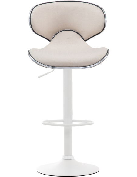 Tabouret de bar original en Tissu Blanc crème Métal Blanc Liseret argenté Kryven - 2
