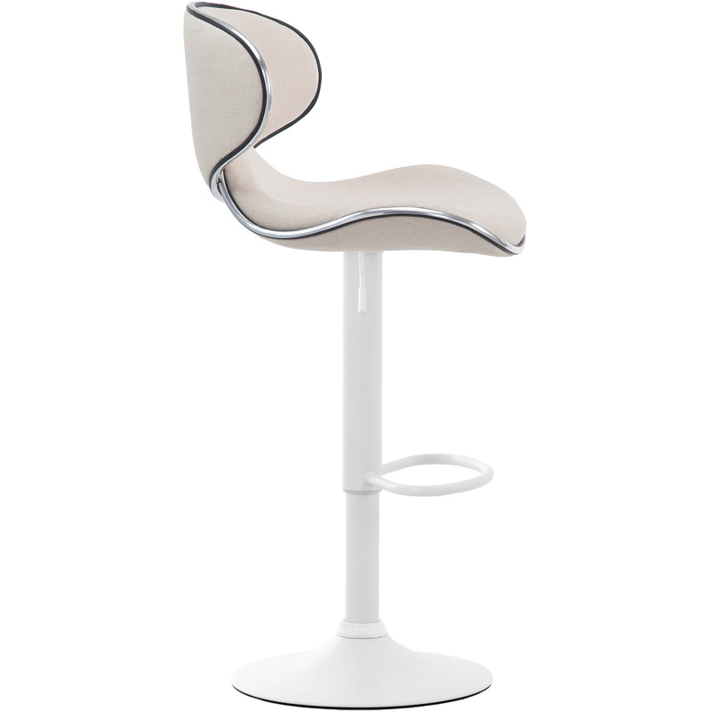 Tabouret de bar original en Tissu Blanc crème Métal Blanc Liseret argenté Kryven - 3