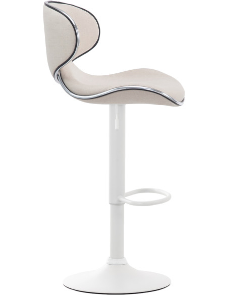 Tabouret de bar original en Tissu Blanc crème Métal Blanc Liseret argenté Kryven - 3