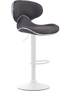 Tabouret de bar original en Tissu Gris foncé Métal Blanc Liseret argenté Kryven - 1