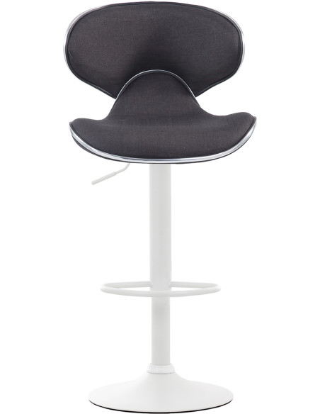 Tabouret de bar original en Tissu Gris foncé Métal Blanc Liseret argenté Kryven - 2
