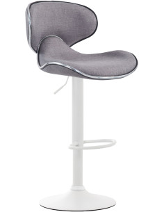 Tabouret de bar original en Tissu Gris clair Métal Blanc Liseret argenté Kryven - 1
