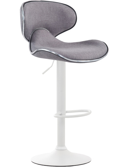 Tabouret de bar original en Tissu Gris clair Métal Blanc Liseret argenté Kryven - 1