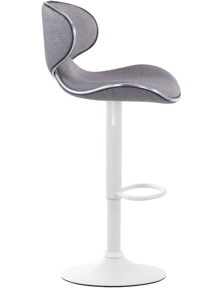 Tabouret de bar original en Tissu Gris clair Métal Blanc Liseret argenté Kryven - 3