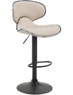 Tabouret de bar original en Polyuréthane Blanc crème Métal Noir Liseret argenté Kryven - 1