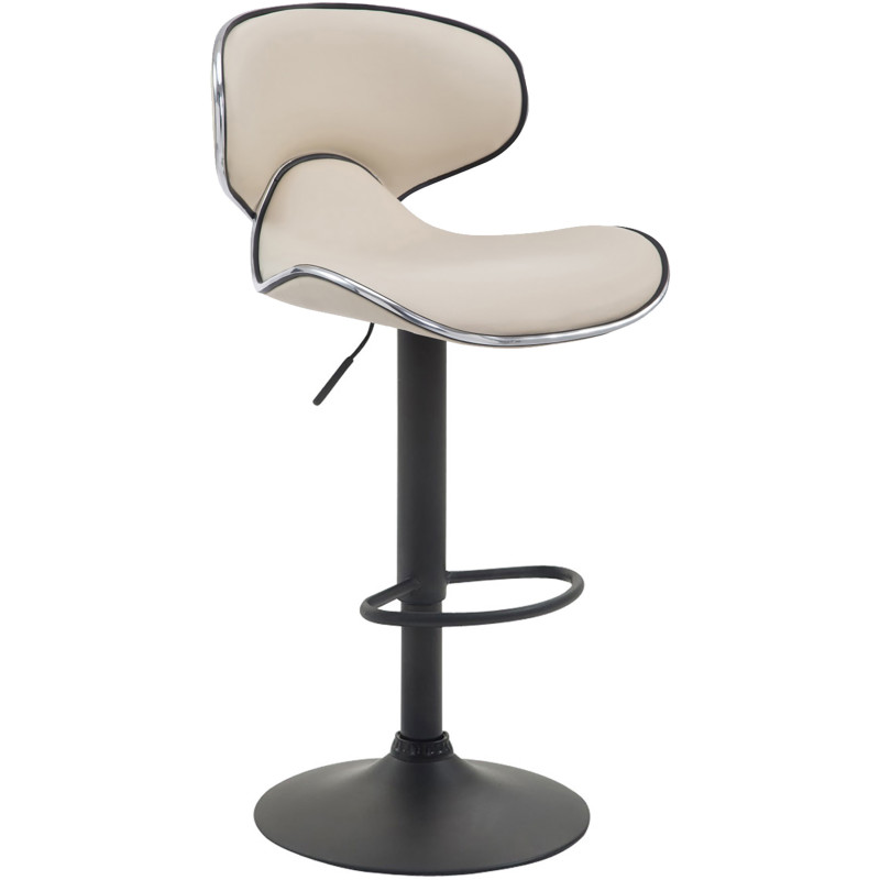 Tabouret de bar original en Polyuréthane Blanc crème Métal Noir Liseret argenté Kryven - 1