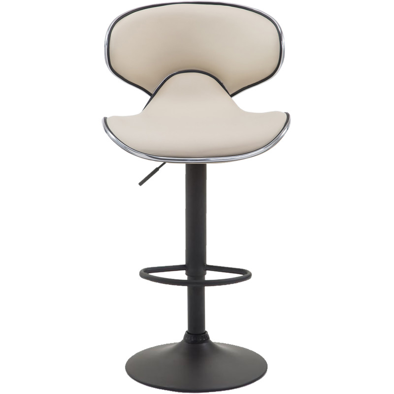 Tabouret de bar original en Polyuréthane Blanc crème Métal Noir Liseret argenté Kryven - 2
