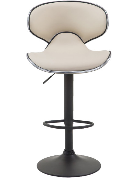 Tabouret de bar original en Polyuréthane Blanc crème Métal Noir Liseret argenté Kryven - 2