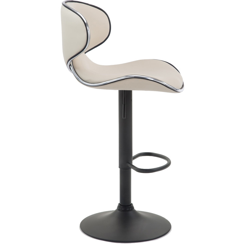 Tabouret de bar original en Polyuréthane Blanc crème Métal Noir Liseret argenté Kryven - 3