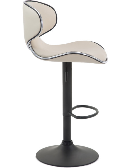 Tabouret de bar original en Polyuréthane Blanc crème Métal Noir Liseret argenté Kryven - 3