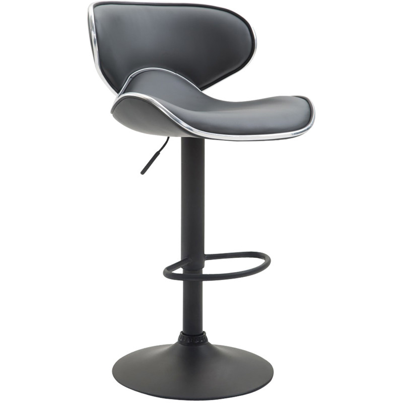 Tabouret de bar original en Polyuréthane Gris Métal Noir Liseret argenté Kryven - 1