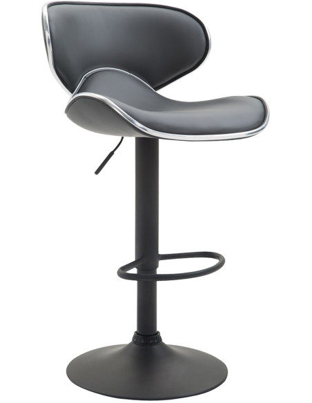 Tabouret de bar original en Polyuréthane Gris Métal Noir Liseret argenté Kryven - 1