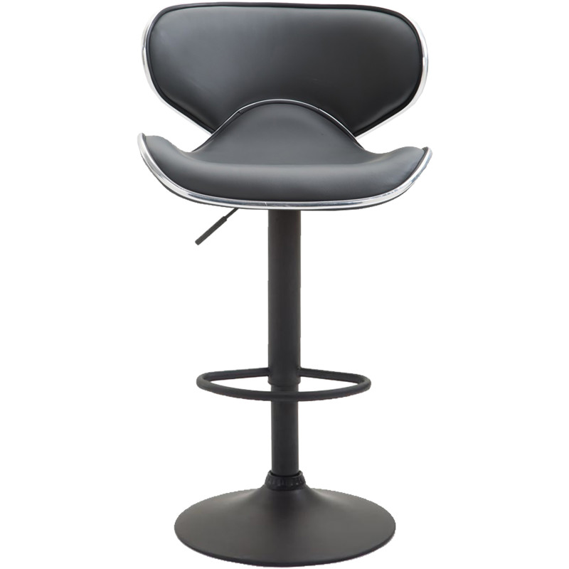 Tabouret de bar original en Polyuréthane Gris Métal Noir Liseret argenté Kryven - 2