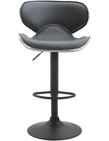 Tabouret de bar original en Polyuréthane Gris Métal Noir Liseret argenté Kryven - 2