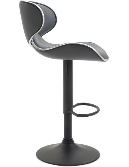 Tabouret de bar original en Polyuréthane Gris Métal Noir Liseret argenté Kryven - 3