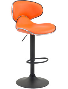 Tabouret de bar original en Polyuréthane Orange Métal Noir Liseret argenté Kryven - 1