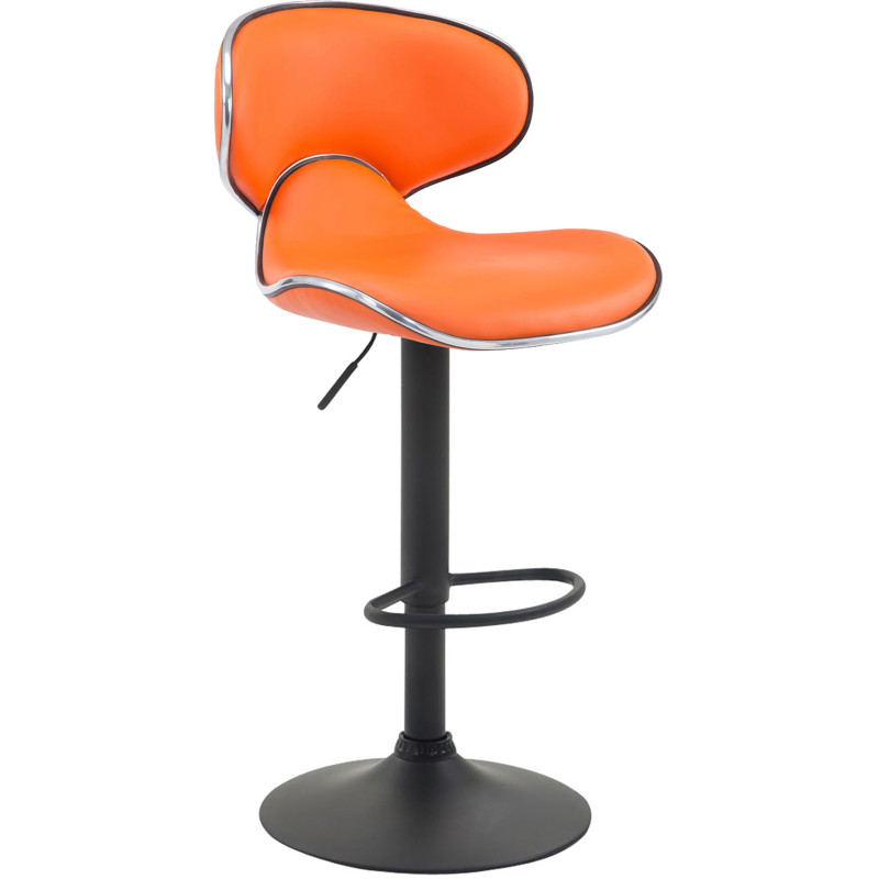 Tabouret de bar original en Polyuréthane Orange Métal Noir Liseret argenté Kryven - 1