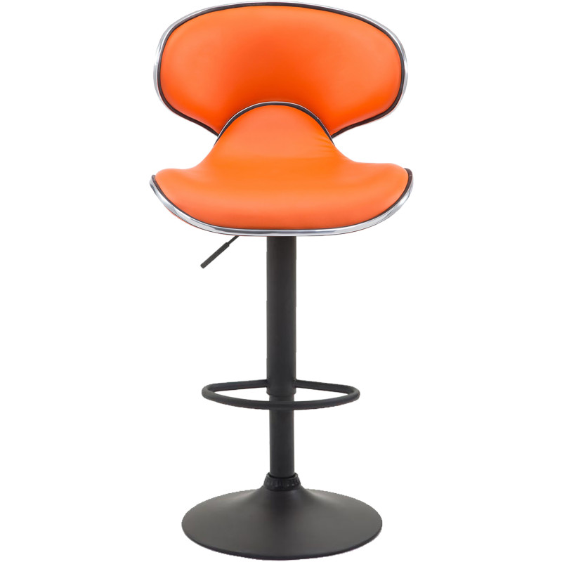 Tabouret de bar original en Polyuréthane Orange Métal Noir Liseret argenté Kryven - 2