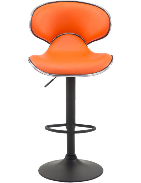 Tabouret de bar original en Polyuréthane Orange Métal Noir Liseret argenté Kryven - 2