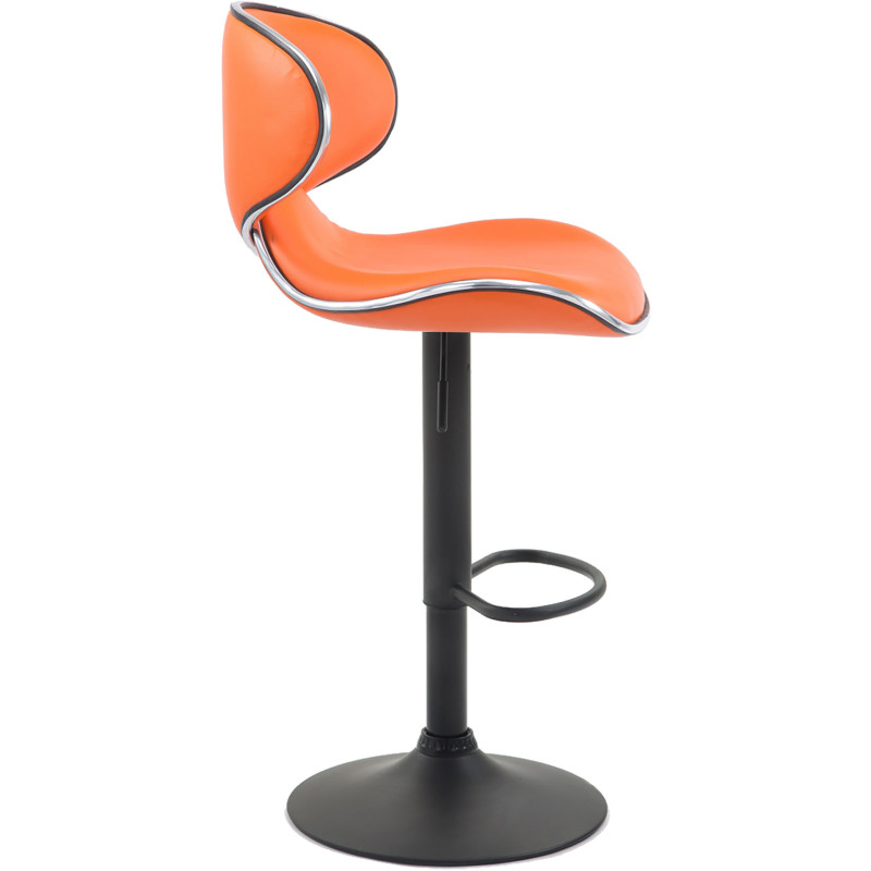 Tabouret de bar original en Polyuréthane Orange Métal Noir Liseret argenté Kryven - 3