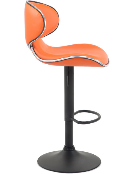 Tabouret de bar original en Polyuréthane Orange Métal Noir Liseret argenté Kryven - 3
