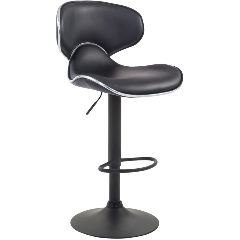 Tabouret de bar original en Polyuréthane Noir Métal Noir Liseret argenté Kryven - 1