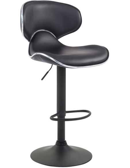 Tabouret de bar original en Polyuréthane Noir Métal Noir Liseret argenté Kryven - 1