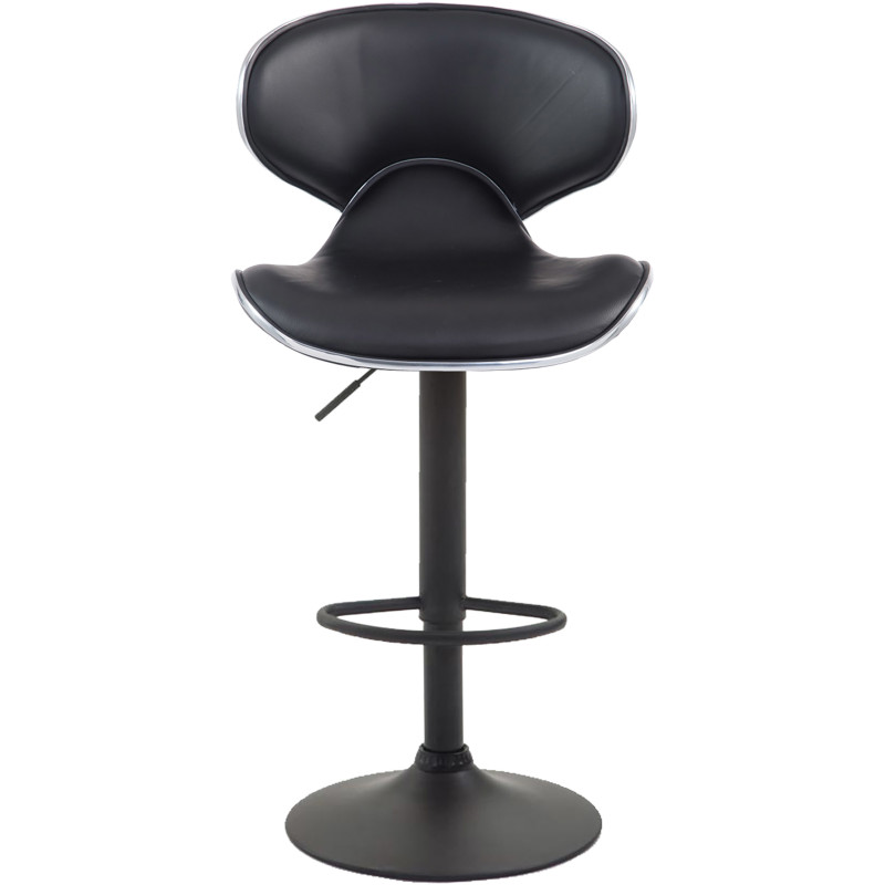 Tabouret de bar original en Polyuréthane Noir Métal Noir Liseret argenté Kryven - 2