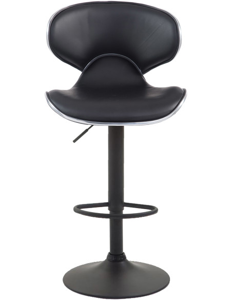 Tabouret de bar original en Polyuréthane Noir Métal Noir Liseret argenté Kryven - 2