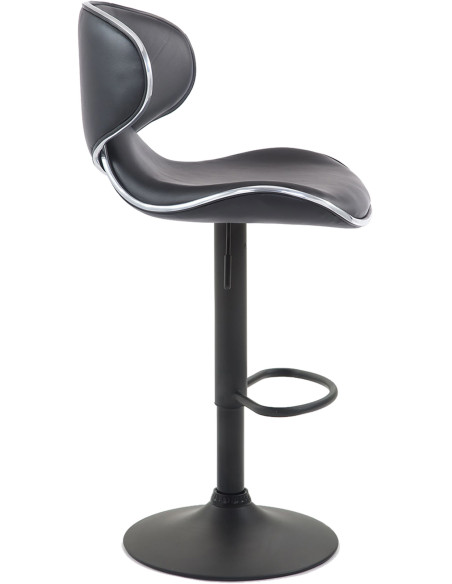 Tabouret de bar original en Polyuréthane Noir Métal Noir Liseret argenté Kryven - 3
