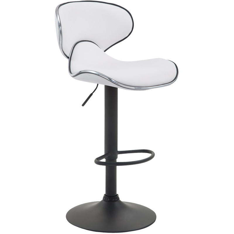 Tabouret de bar original en Polyuréthane Blanc Métal Noir Liseret argenté Kryven - 1