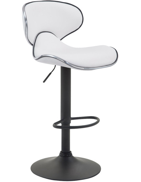 Tabouret de bar original en Polyuréthane Blanc Métal Noir Liseret argenté Kryven - 1