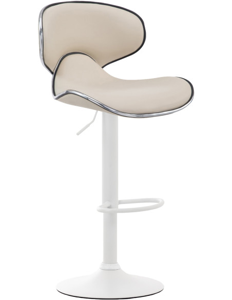 Tabouret de bar original en Polyuréthane Blanc crème Métal Blanc Liseret argenté Kryven - 1