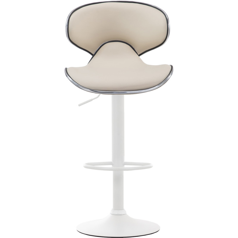 Tabouret de bar original en Polyuréthane Blanc crème Métal Blanc Liseret argenté Kryven - 2