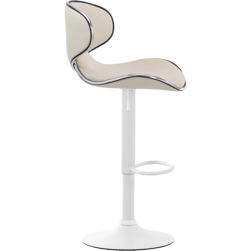 Tabouret de bar original en Polyuréthane Blanc crème Métal Blanc Liseret argenté Kryven - 3