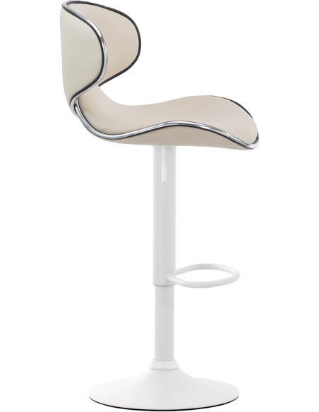Tabouret de bar original en Polyuréthane Blanc crème Métal Blanc Liseret argenté Kryven - 3