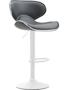 Tabouret de bar original en Polyuréthane Gris Métal Blanc Liseret argenté Kryven - 1