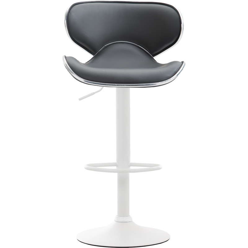 Tabouret de bar original en Polyuréthane Gris Métal Blanc Liseret argenté Kryven - 2