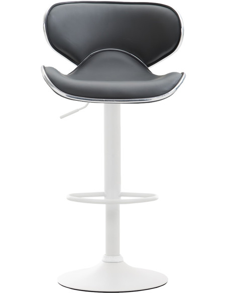 Tabouret de bar original en Polyuréthane Gris Métal Blanc Liseret argenté Kryven - 2