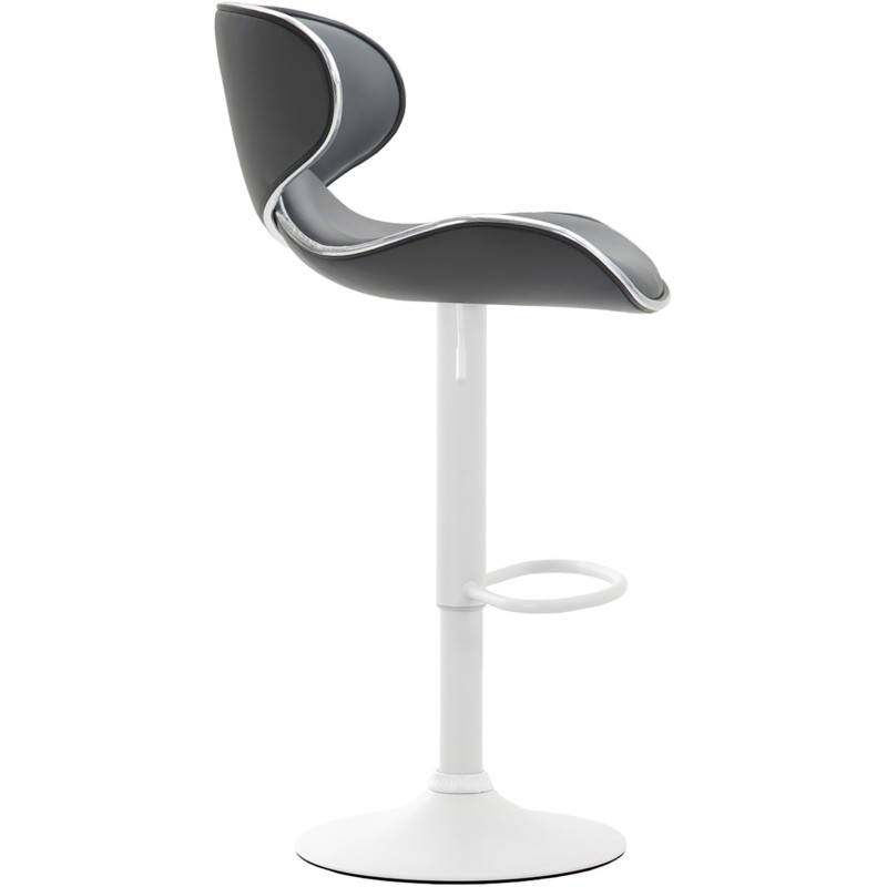 Tabouret de bar original en Polyuréthane Gris Métal Blanc Liseret argenté Kryven - 3